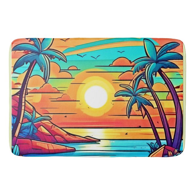 Tropical Sunset: Vivid Coast Bath Mat (Front)