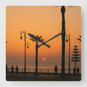 Tropical Sunset Wall Clock – Relaxed Vibes