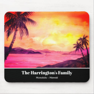 Tropical Sunset Watercolor by Farida Greenfield Mouse Pad