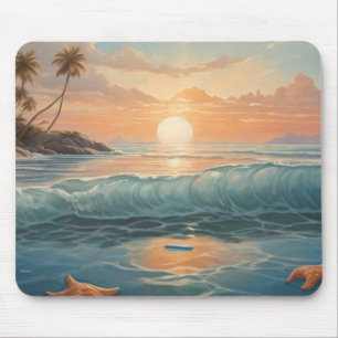 Tropical Sunset Wave– Ocean Serenity at your desk. Mouse Pad