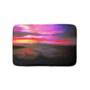 Tropical Sunset Windy Island Sea Bath Mat