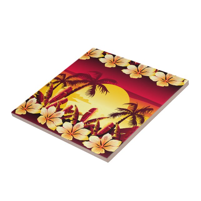 Tropical sunset with palms tile (Side)