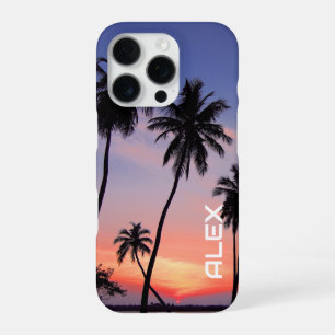 Tropical Sunset with Silhouetted Palmtrees iPhone 16 Pro Case