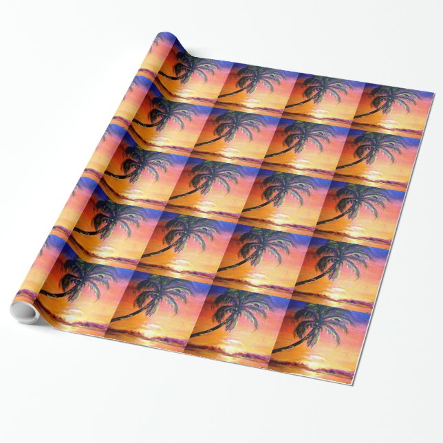 Tropical Sunset Wrapping Paper (Unrolled)