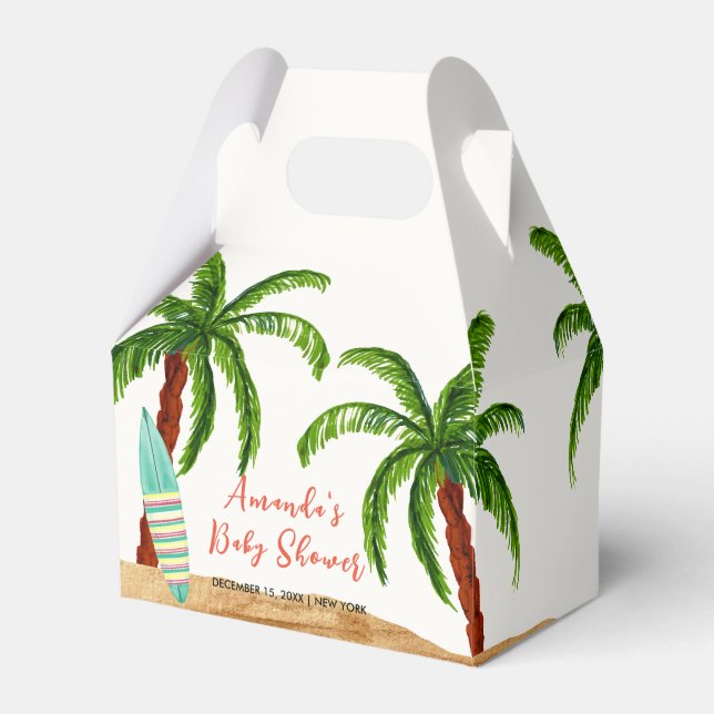 Tropical Surf Baby On Board Baby Shower  Favor Box (Front Side)