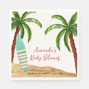 Tropical Surf Baby On Board Baby Shower  Napkin