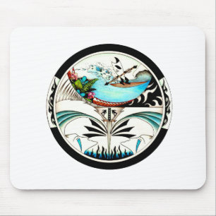 Tropical Surf Mandala Mouse Pad