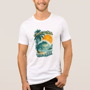 Tropical Surf Sunset T-Shirt – Chase the Sun Ride  Tri-Blend Shirt