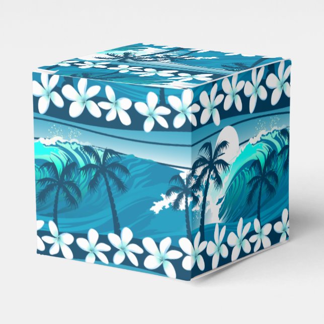 Tropical surf wave with palm trees favor box (Front Side)