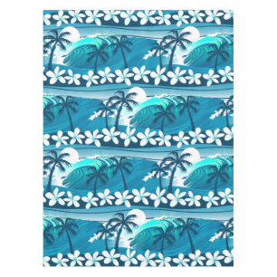 Tropical surf wave with palm trees tablecloth