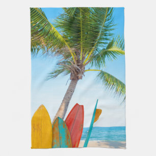 Tropical Surfboard Beach Kitchen Towel