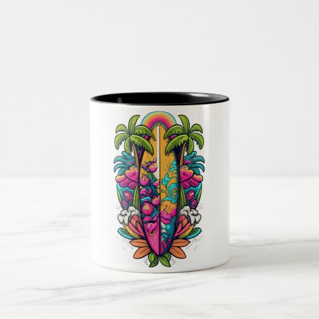 tropical surfboard mug (Center)