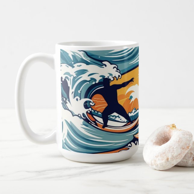 Tropical Surfer Coffee Mug (With Donut)