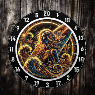 Tropical Surfer with Golden Sunset Art Dartboard