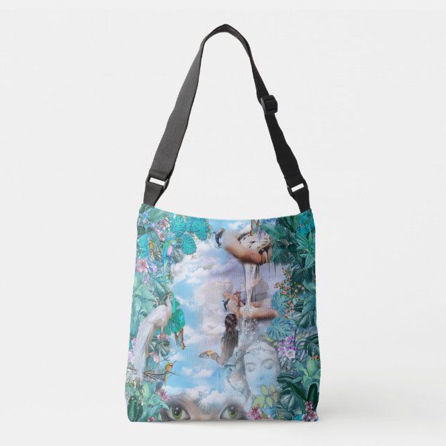 Tropical Surrealism Fantasy Crossbody Bag (Front)