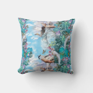 Tropical Surrealism Fantasy Throw Pillow