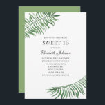 Tropical Sweet 16. Green exotic 16th birthday Invitation<br><div class="desc">Summer tropical Sweet 16 birthday invitation with green exotic leaves. Contact me,  please,  if you need additional items.</div>