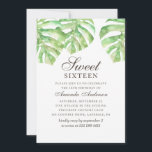 Tropical Sweet 16. Greenery monstera 16th birthday Invitation<br><div class="desc">Watercolor tropical Sweet 16 birthday invitation with monstera. Please contact me if you need additional items.</div>
