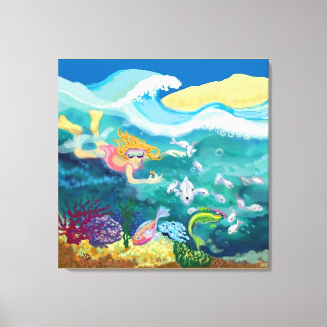 Tropical swim canvas print (Front)