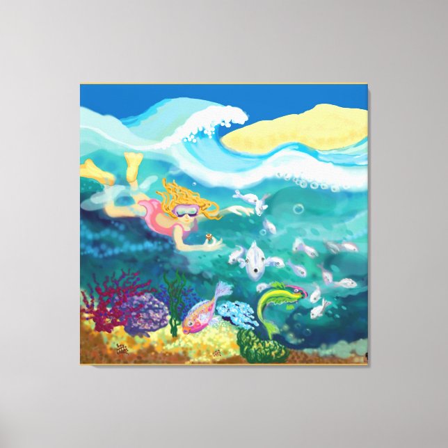 Tropical swim canvas print (Front)
