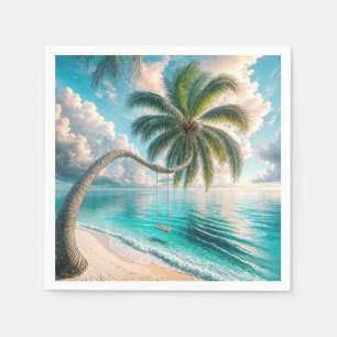 Tropical Swing Hanging From Palm Tree Napkin