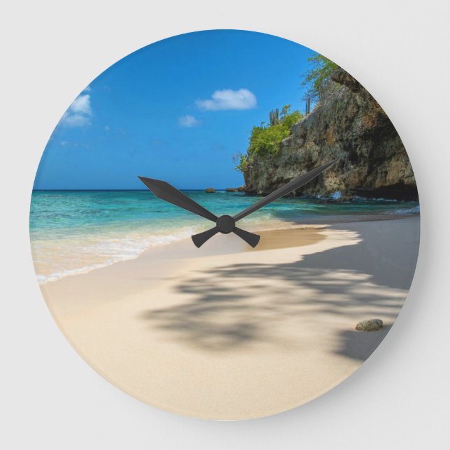 Tropical Tahiti Sandy Island Beach  Large Clock (Front)