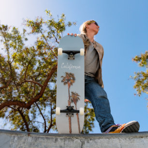 Tropical Tall Palm Trees and Blue Sky California  Skateboard