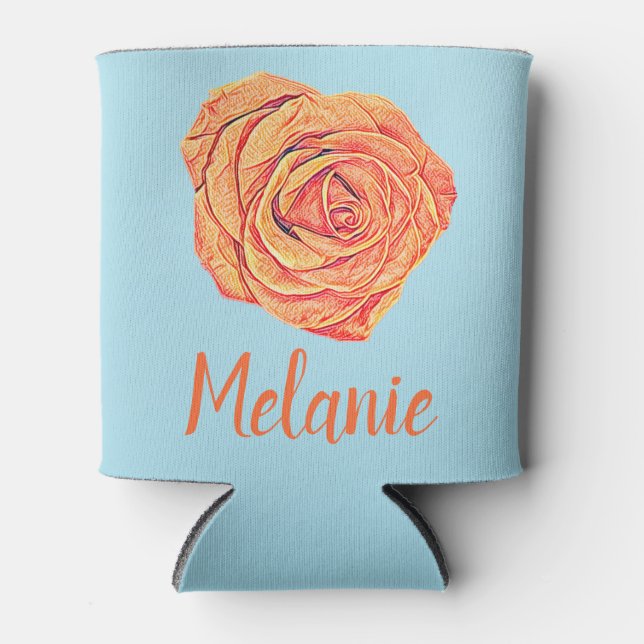 Tropical Tangerine Rose Can Cooler (Front)