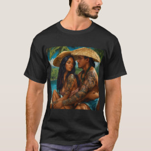 Tropical Tattoo Vibes: Sailor Jerry-Inspired Beach T-Shirt