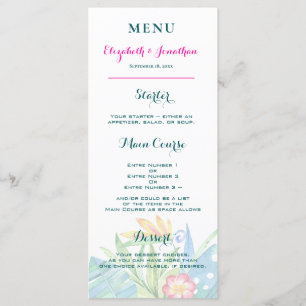 Tropical Teal Berry Pink Floral Chevron Wedding Program