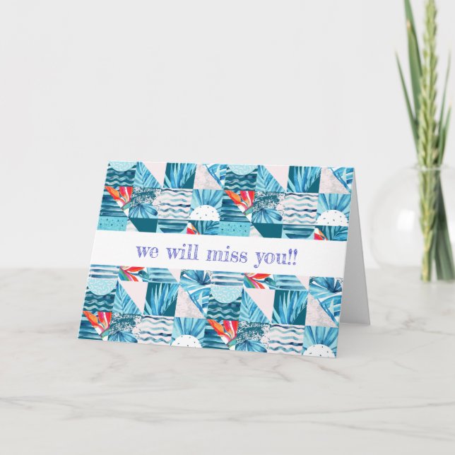 Tropical Teal Geometric Abstract Pattern Card (Front)