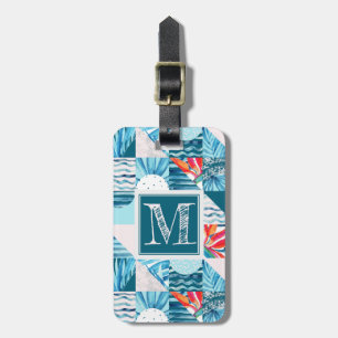 Tropical Teal Geometric Abstract Pattern Luggage Tag