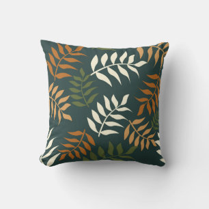 Tropical Teal Leaf Vector Pattern Throw Pillow
