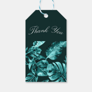 Tropical Teal Palm Leaves Island Wedding Favour Gift Tags