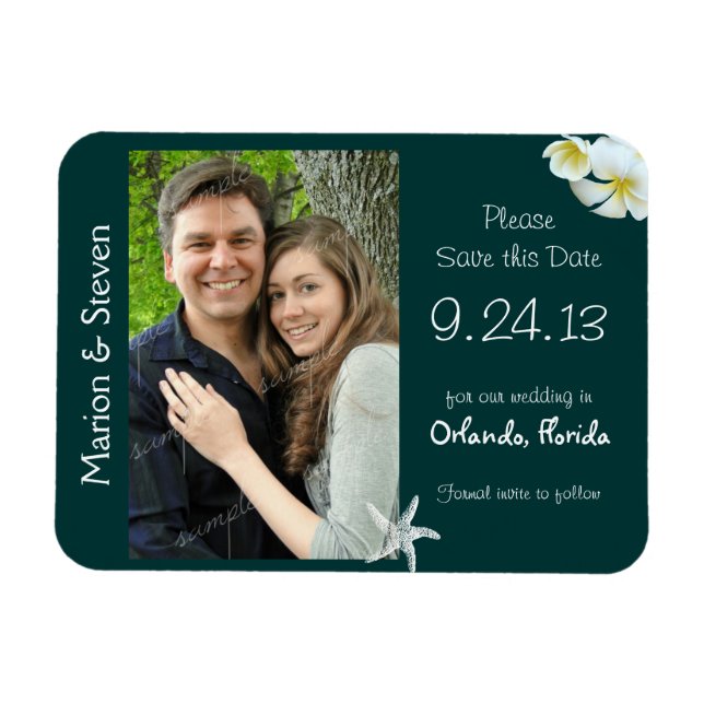 Tropical Teal Save the Date Flat Photo Magnet (Horizontal)