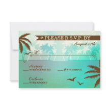 Tropical Teal Scenic Beach Wedding RSVP