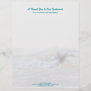 Tropical Teal Text Ocean Waves Business Stationery