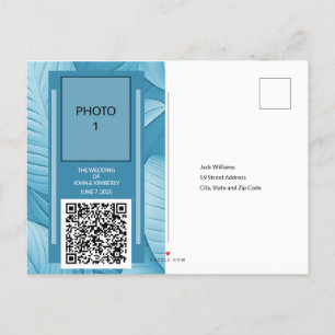 Tropical Teal Wedding Announcement Postcard