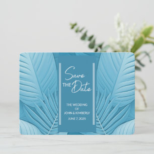 Tropical Teal Wedding Save The Date Photo Card