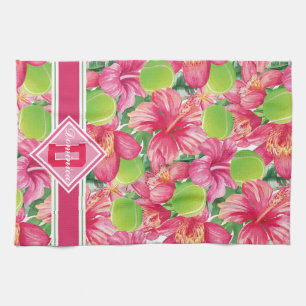 🌺🌴Tropical tennis with hibiscus,  with name  Kitchen Towel