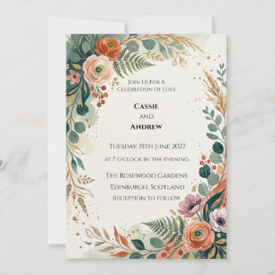 Tropical Terracotta Floral Wedding Invitation