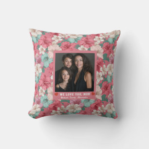 Tropical Texture Mother Mom Photo Coastal Throw Pillow