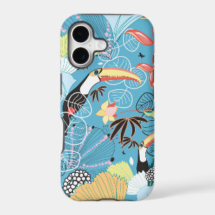 Tropical Texture With Toucans and Hummingbirds