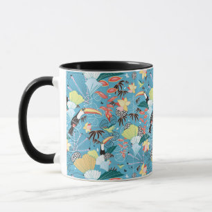 Tropical Texture With Toucans and Hummingbirds Mug