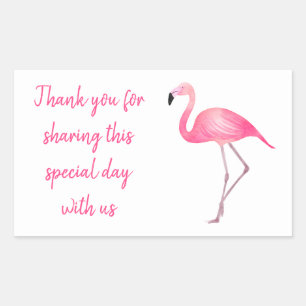 Tropical Thank You Pink Flamingo Wedding Sticker