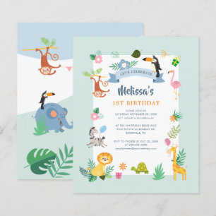 Tropical Theme 1st Birthday Party Invitation