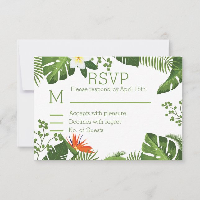 Tropical Theme Botanical RSVP Wedding (Front)