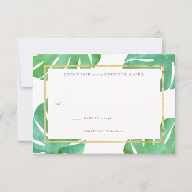Tropical Themed Gold Reply Cards (Front)
