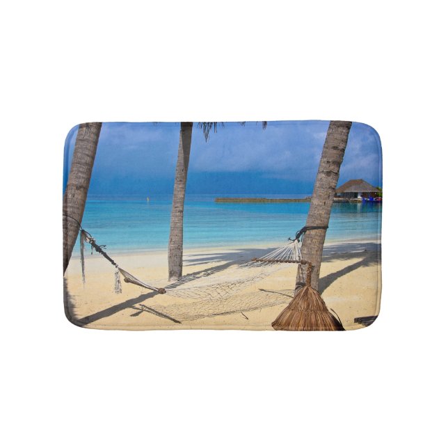 Tropical Themed Hammock Hanging Seaside Bath Mat (Front)