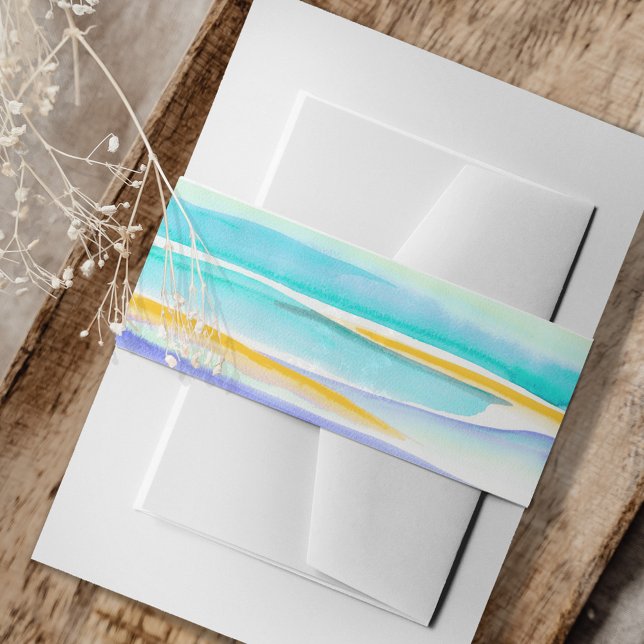 Tropical tide lines abstract art wedding invitation belly band (Creator Uploaded)